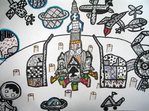 空间站简笔画 空间站简笔画涂色