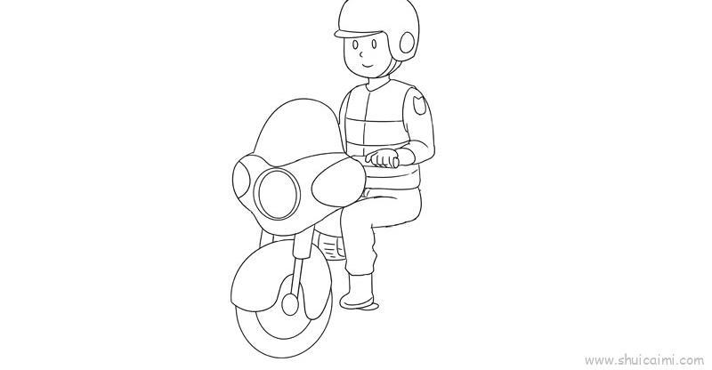 警察摩托车儿童画怎么画 警察摩托车简笔画简单