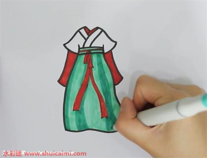 对襟襦裙怎么画 对襟襦裙简笔画漂亮卡通