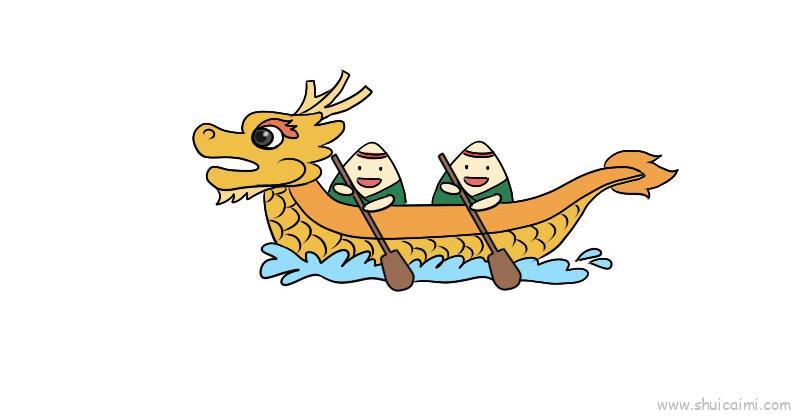 端午节龙舟卡通简笔画教程步骤