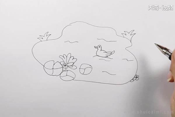 池塘简笔画怎么画 池塘简笔画图片