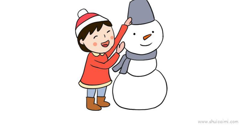 冬至堆雪人儿童画怎么画 冬至堆雪人简笔画步骤