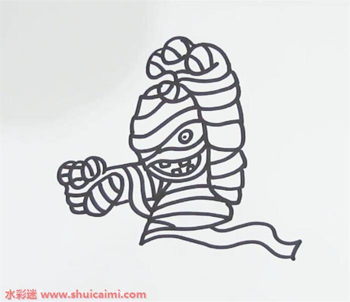 金字塔木乃伊怎么画 金字塔木乃伊简笔画步骤