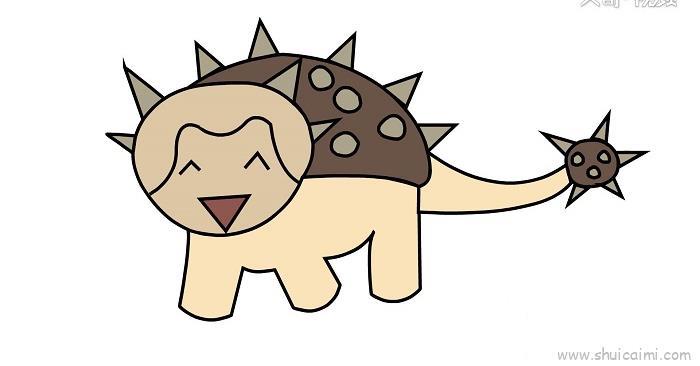 甲龙儿童画怎么画 甲龙简笔画步骤