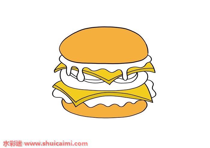 汉堡怎么画 汉堡简笔画简单又漂亮彩色