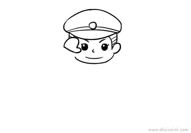 军人敬礼儿童画怎么画 军人敬礼简笔画图片