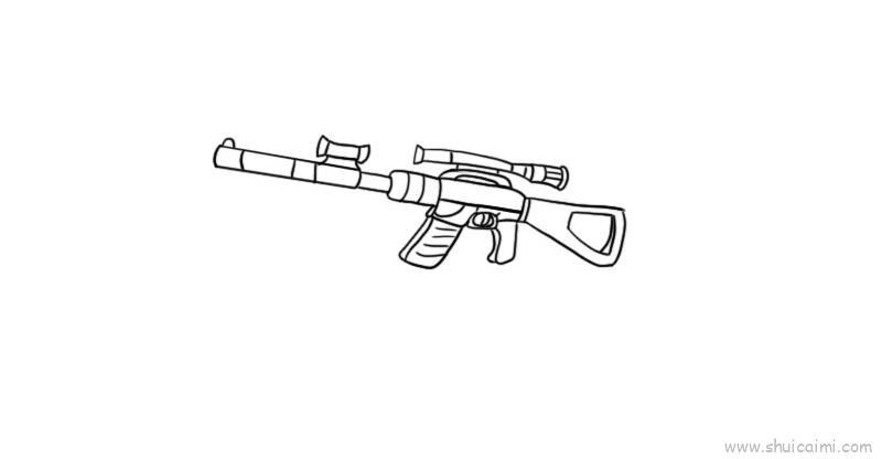 m24狙击步枪儿童画怎么画 m24狙击步枪简笔画好看