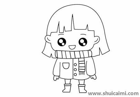 开心的小女孩儿童简笔画