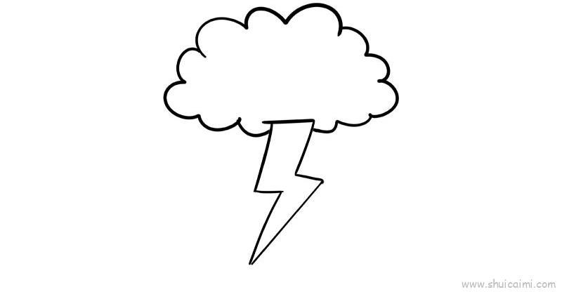 打雷下雨的卡通简笔画绘画教程