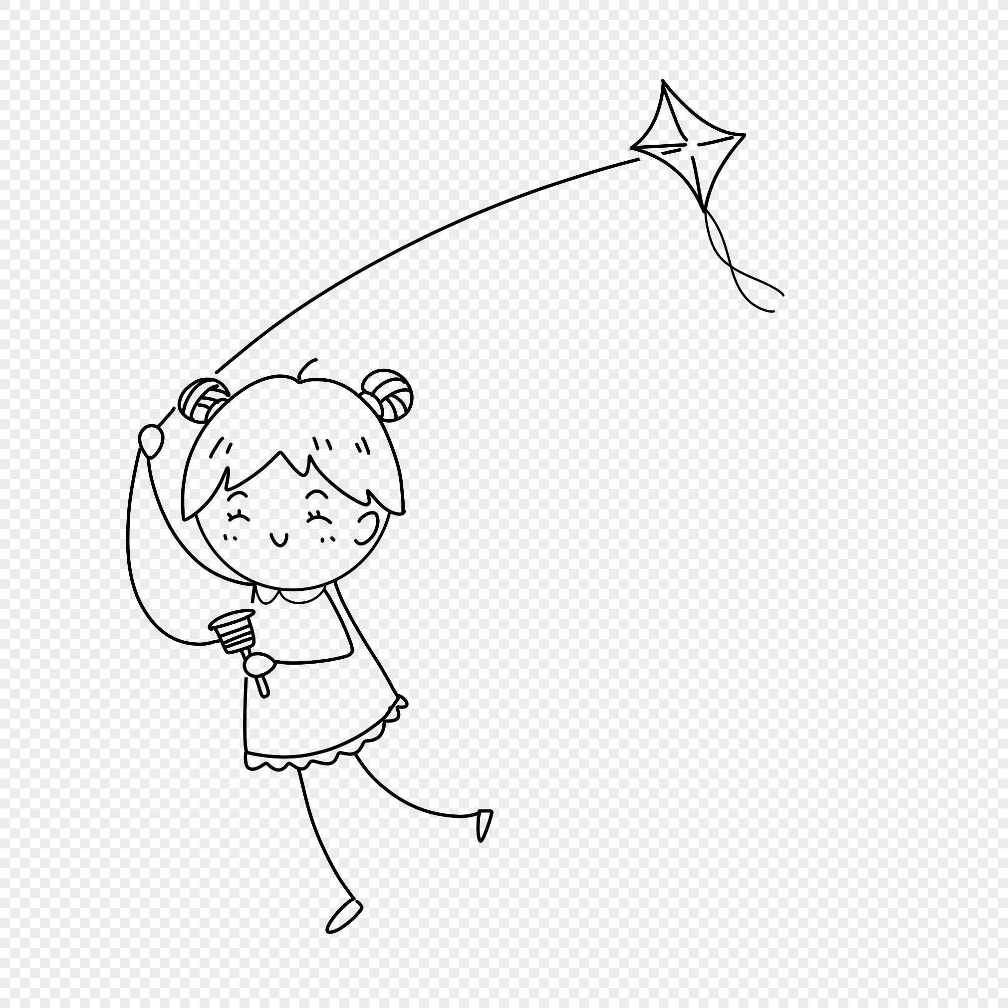 放风筝简笔画 放风筝简笔画儿童画