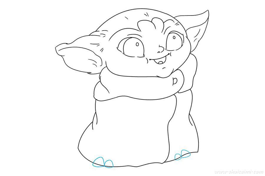 尤达宝宝曼达洛人怎么画 尤达宝宝曼达洛人简笔画步骤