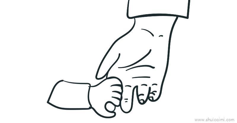 大手拉小手儿童画怎么画 大手拉小手简笔画好看