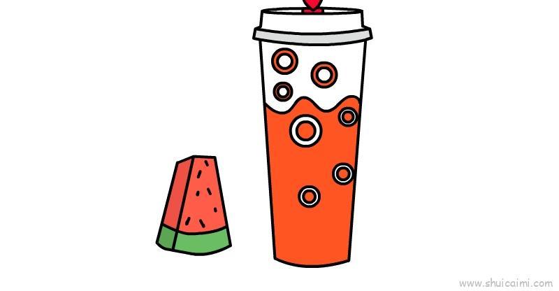冷饮配西瓜卡通简笔画画法教程