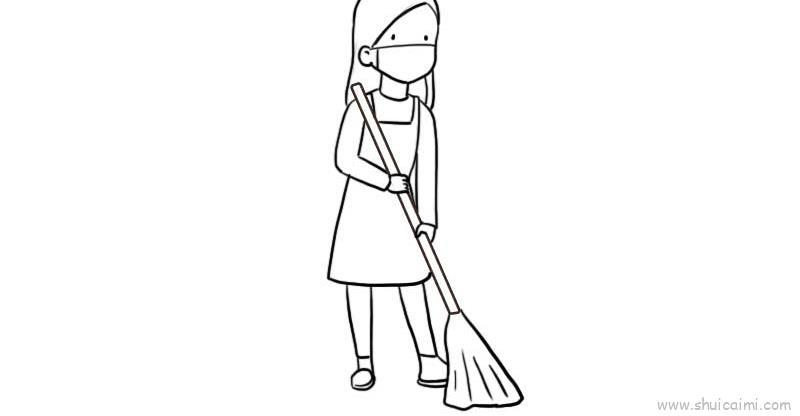 打扫卫生儿童画怎么画 打扫卫生简笔画顺序