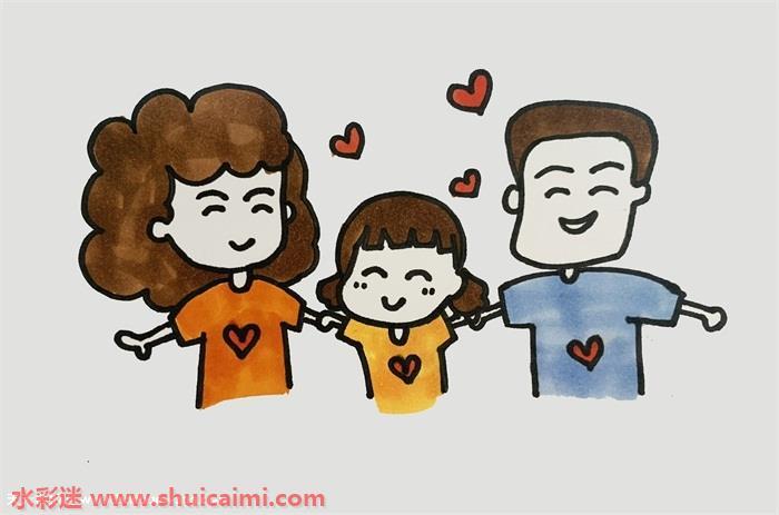一家三口怎么画 一家三口简笔画步骤