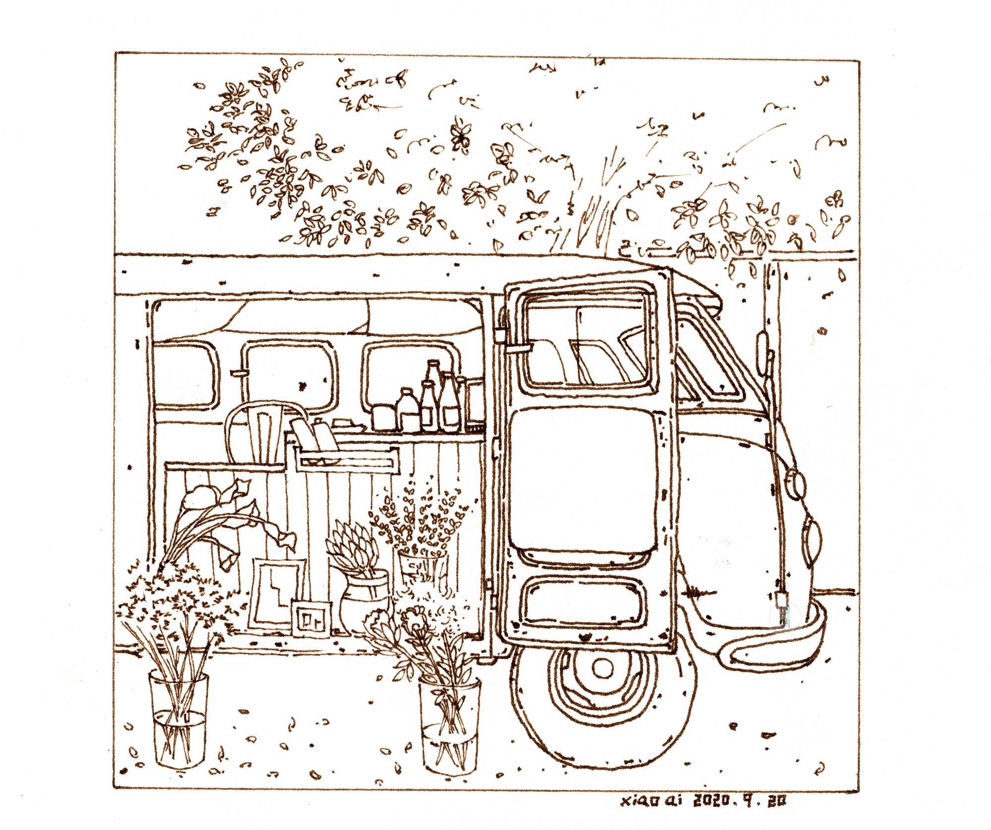 房车简笔画 消防车简笔画