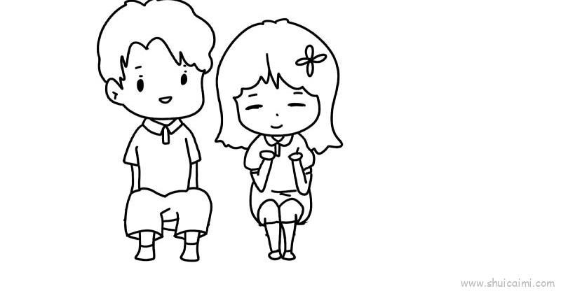 小男孩与小女孩儿童简笔画画法教程