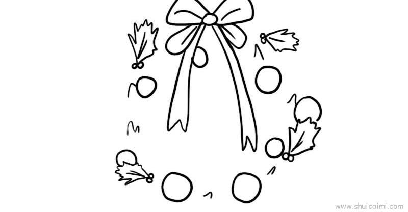 圣诞节花环儿童画怎么画 圣诞节花环简笔画图片