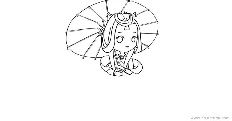 古风女生撑伞儿童画怎么画 古风女生撑伞简笔画画法