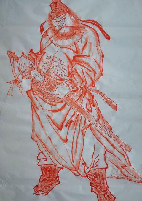 工笔画钟馗白描底稿 钟馗工笔白描人物线稿