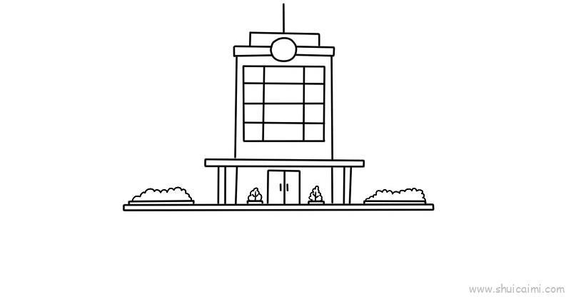 医院儿童画怎么画 医院简笔画顺序