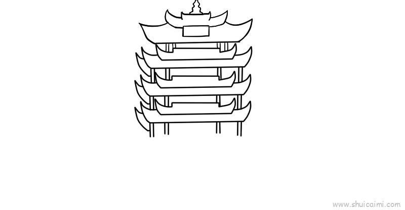 黄鹤楼儿童简笔画绘画教程步骤