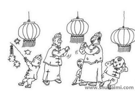 迎新春儿童简笔画图片大全
