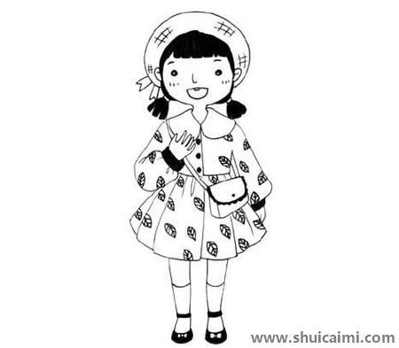时尚小女孩儿童简笔画图片大全