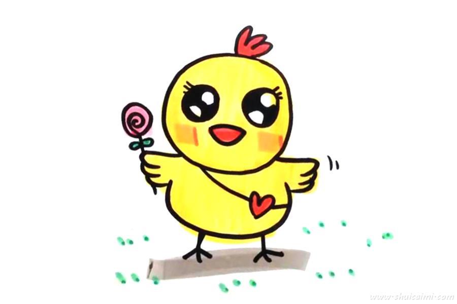 小鸡怎么画 小鸡简笔画图片带颜色