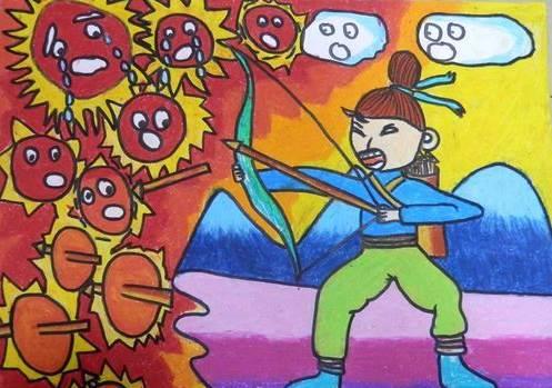 后羿射日简笔画 后羿射日简笔画简单又漂亮