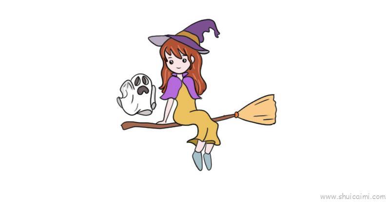 女巫飞扫把儿童画怎么画 女巫飞扫把简笔画好看