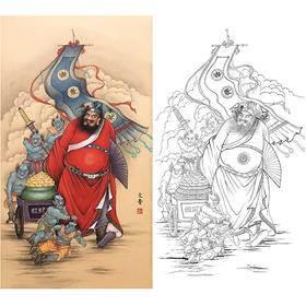 工笔画钟馗白描底稿 钟馗工笔白描人物线稿