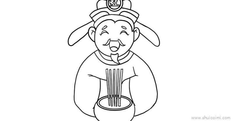 灶神儿童画怎么画 灶神简笔画好看