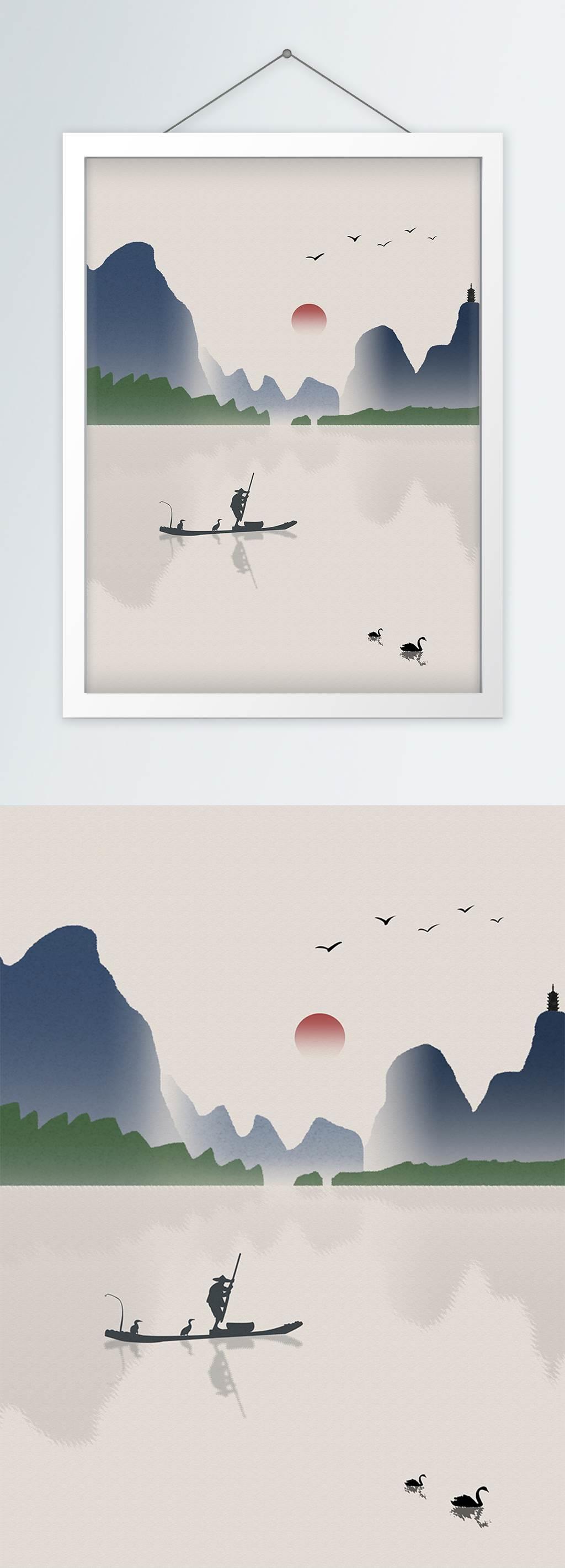 山水画简笔画构图 山水画简笔画画法