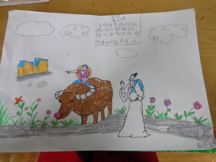 清明古诗配画简笔画 清明古诗配画简笔画图片
