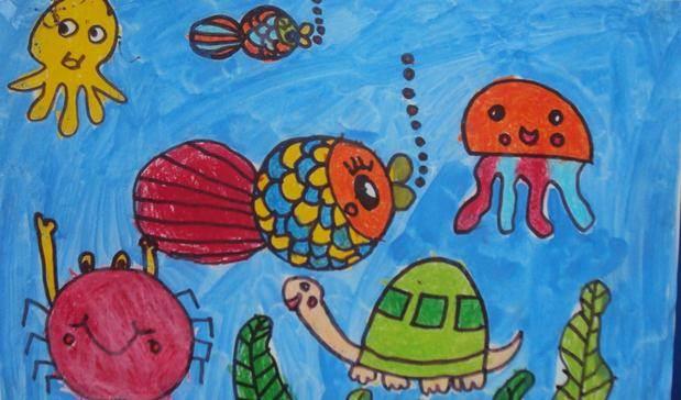 海洋简笔画 海洋简笔画图片带颜色