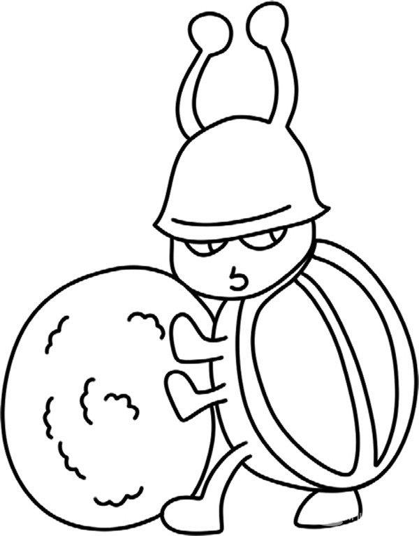 推粪球的甲虫的的简笔画怎么画 推粪球的甲虫的简笔画图片