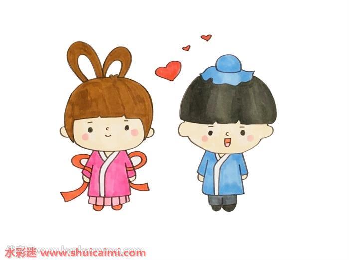 牛郎织女怎么画 牛郎织女简笔画简单易画彩色