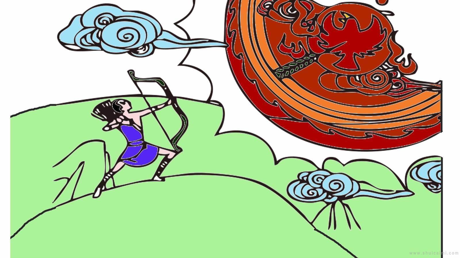 后羿射日简笔画 后羿射日简笔画简单又漂亮