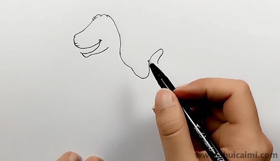 简单霸王龙儿童画怎么画 彩色霸王龙简笔画步骤