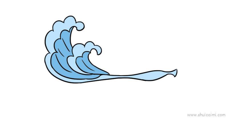 一排浪花儿童画怎么画 一排浪花简笔画步骤