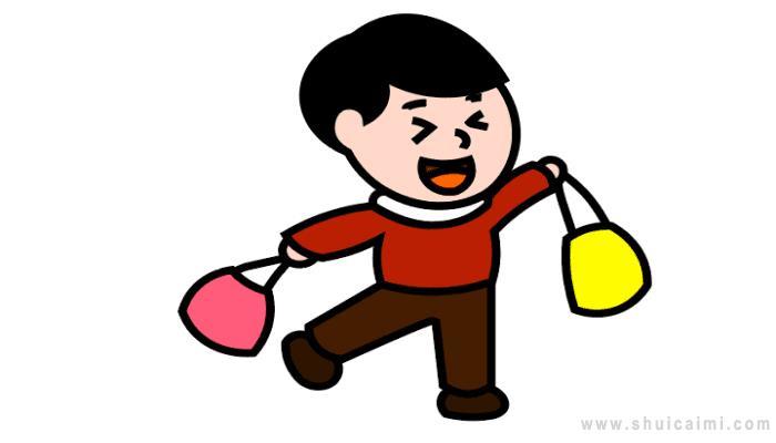 买年货简笔画怎么画 买年货简笔画顺序