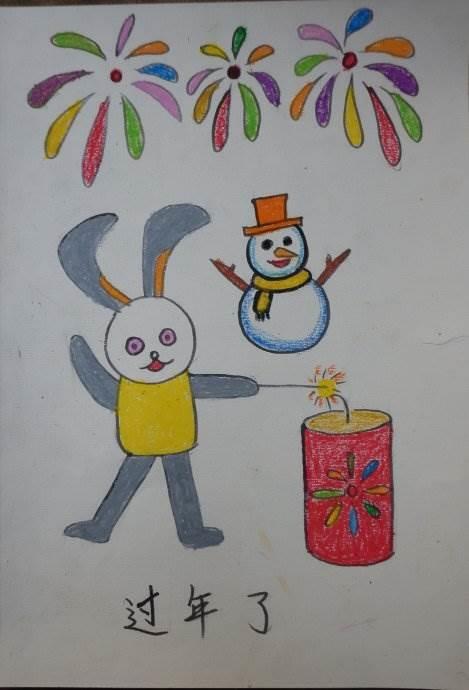 春节放烟花的图片简笔画 春节放烟花的图片简笔画可爱