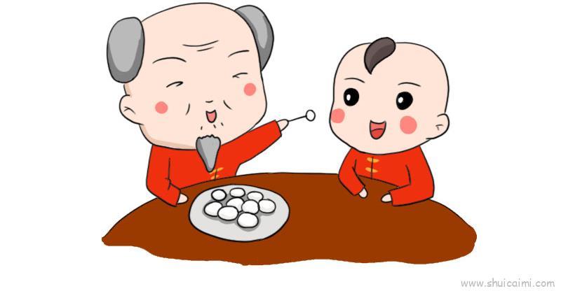 元宵节老人与小孩儿童画怎么画 元宵节老人与小孩简笔画图片