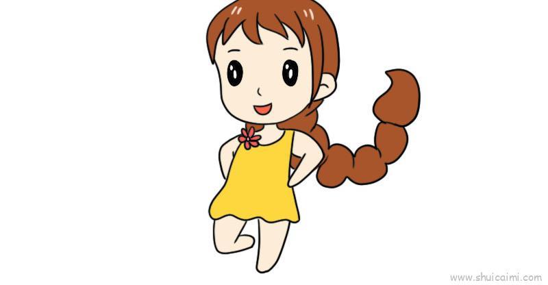 长头发女孩儿童画怎么画 长头发女孩简笔画简单