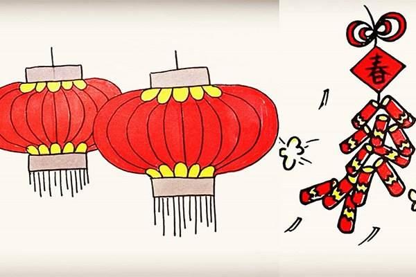 鞭炮灯笼图片简笔画 鞭炮灯笼图片简笔画大全