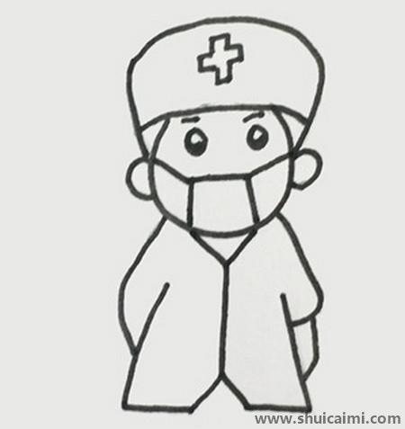 戴口罩的医生简笔画步骤