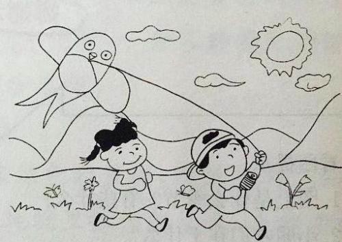 放风筝简笔画 放风筝简笔画儿童画