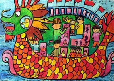 端午节龙舟简笔画 端午节龙舟简笔画彩色