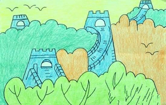 儿童简笔画长城 儿童简笔画长城彩色